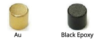 Example of gold on left and black epoxy on right