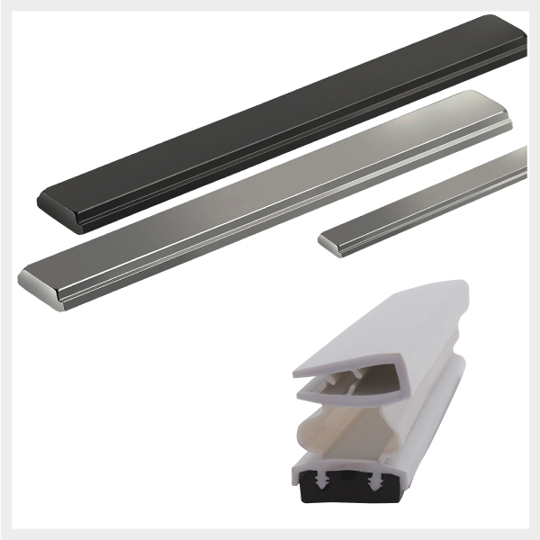 Image of neodymium shower door magnetic latch and extruded magnet with gasket